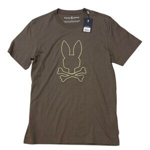 Psycho Bunny Alexander Lurex Embroidered Tee Size 5-M Brown Cotton Crewneck